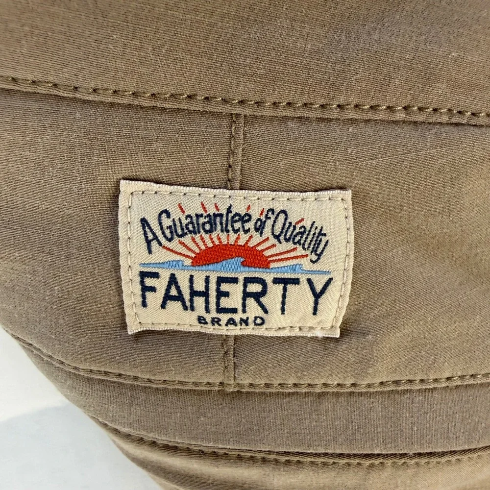 Faherty All Day Shorts Mens 40 Khaki Tan Stretch Hybrid Recycled Blend 7 Inseam